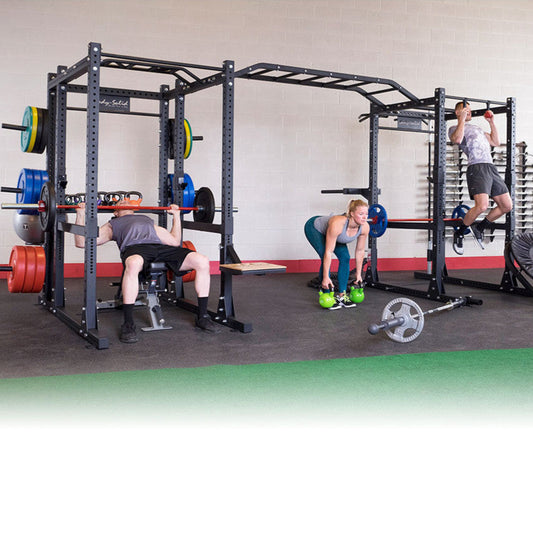 Body-Solid Double Rack - back view with rear extension and monkey bars