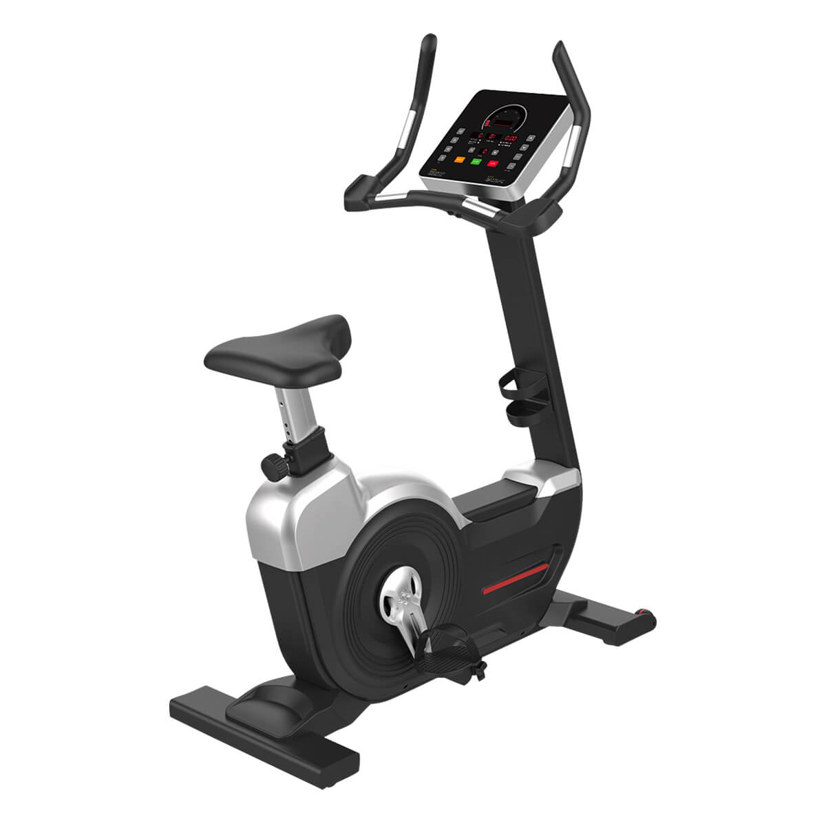 EVOLGEAR EVCD-520 Commercial Upright Bike - front view showing console and riding position