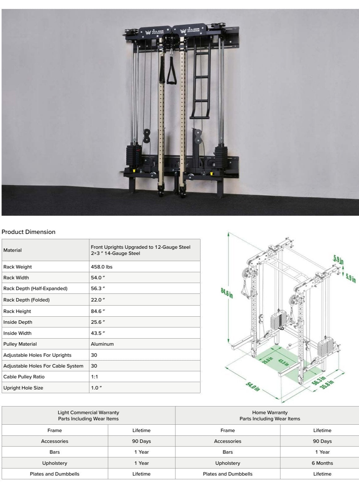 Major Fitness Lightning F35 Pro Power Rack - features and assembly information page 2