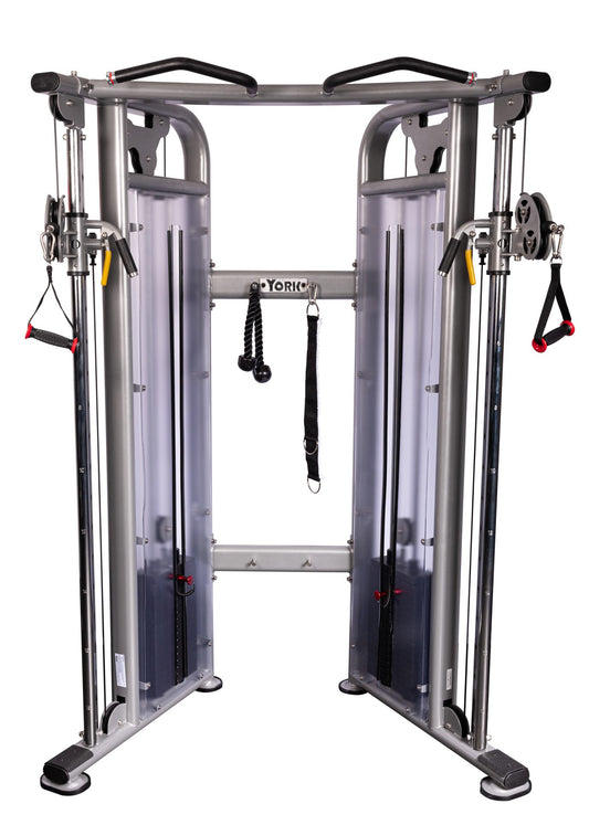 York Barbell STS Functional Cable Crossover - angled view displaying adjustable cable arms