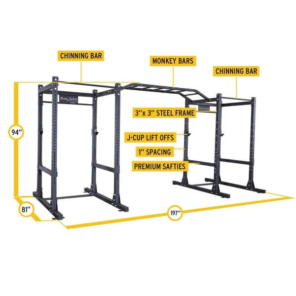 Body-Solid Double Rack - technical specifications and dimensions chart