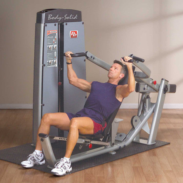 Body-Solid Dual FID Press Machine DPRS-SF - person performing incline press exercise