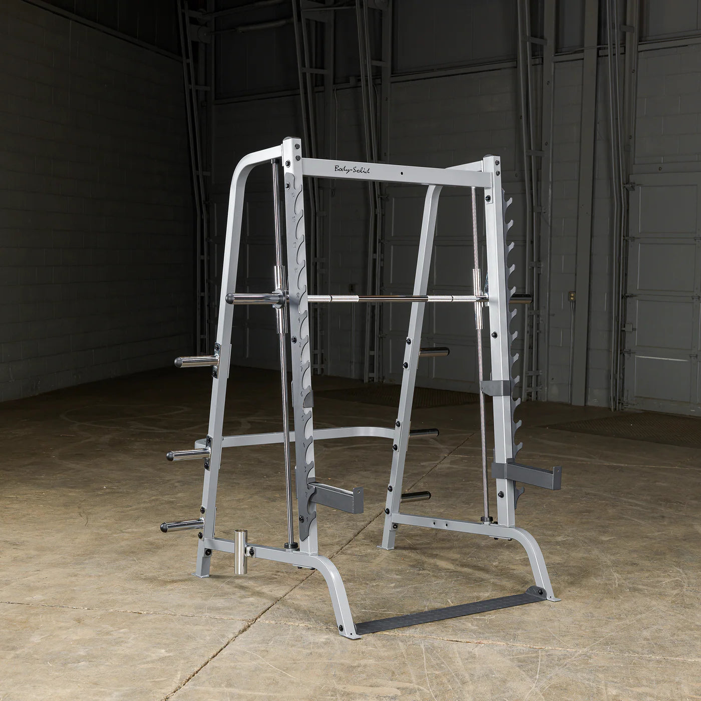 Body-Solid Series 7 Smith Machine GS348Q - close-up of counterbalanced bar mechanism