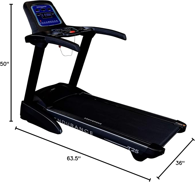 Body-Solid T25 Folding Treadmill - folded position showing space-saving storage capability