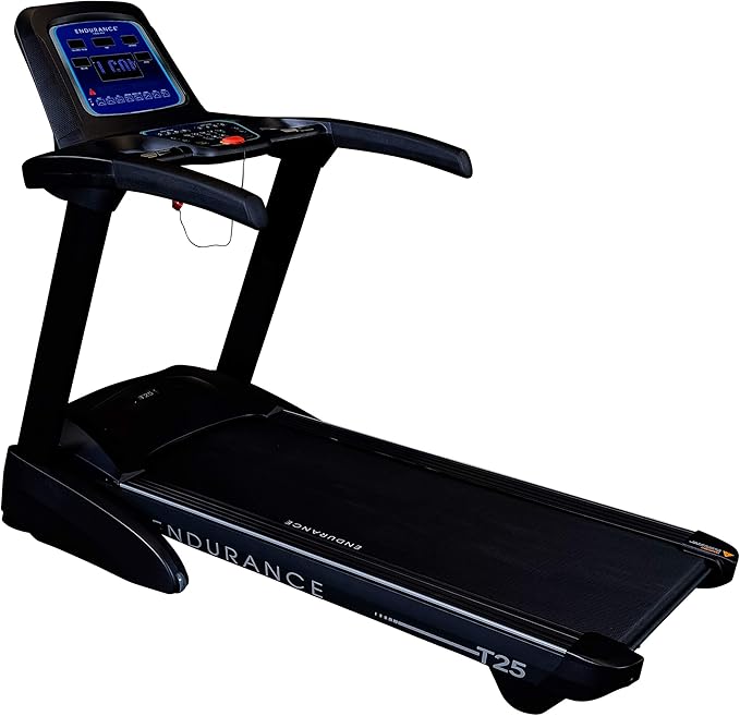 Body-Solid T25 Folding Treadmill - detailed view of running deck and cushioning system