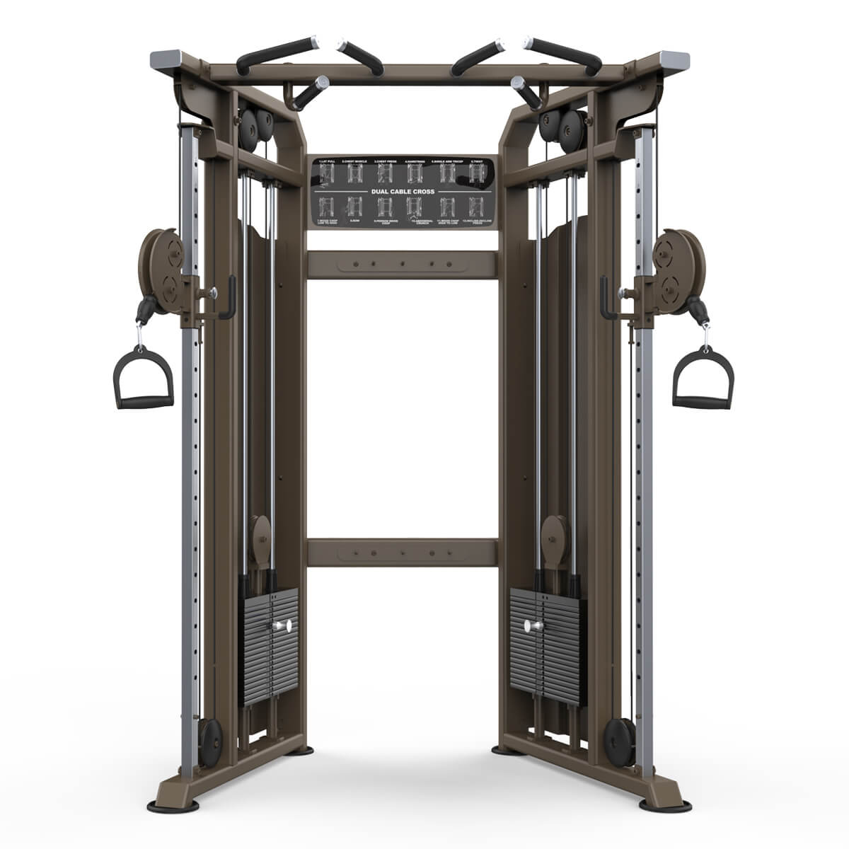 EVOLGEAR EVC-117A Dual Adjustable Pulley - angled view showing weight stack