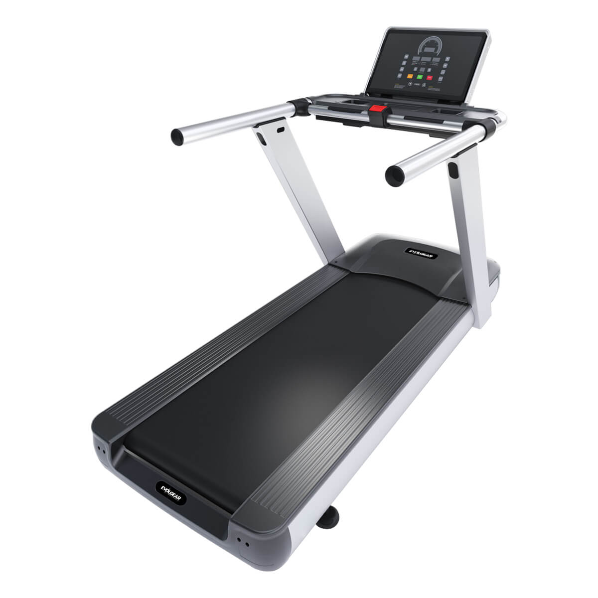 EVOLGEAR EVCD-860 Commercial Treadmill - side view displaying running surface and frame