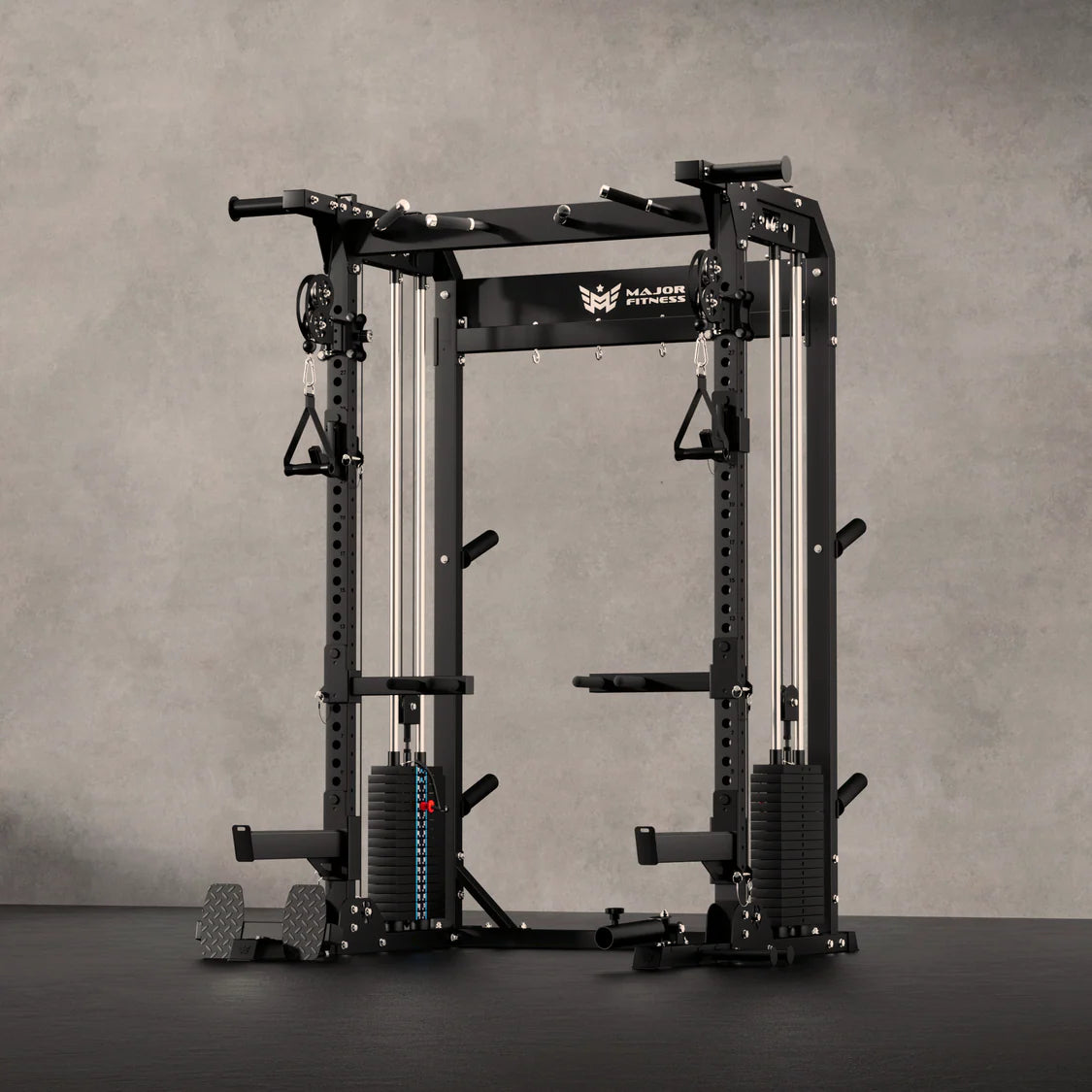 Major Fitness F22 Pro Power Rack - 45-degree angle view of complete rack system