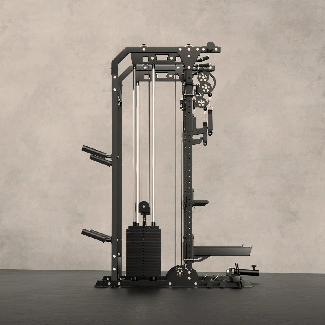 Major Fitness F22 Pro Power Rack - detailed view of adjustable safety bars and uprights