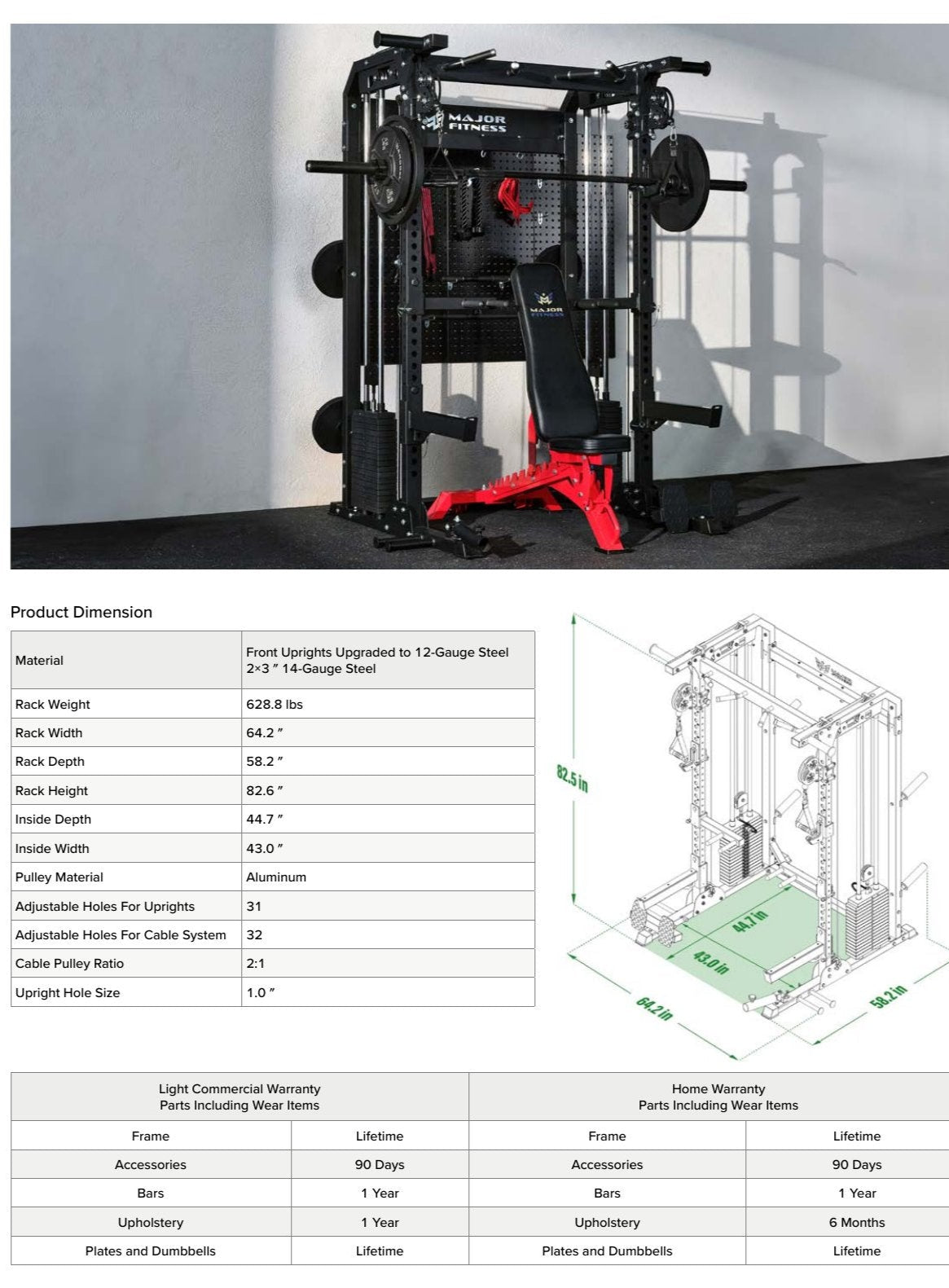 Major Fitness F22 Pro Power Rack - features and benefits information page 2