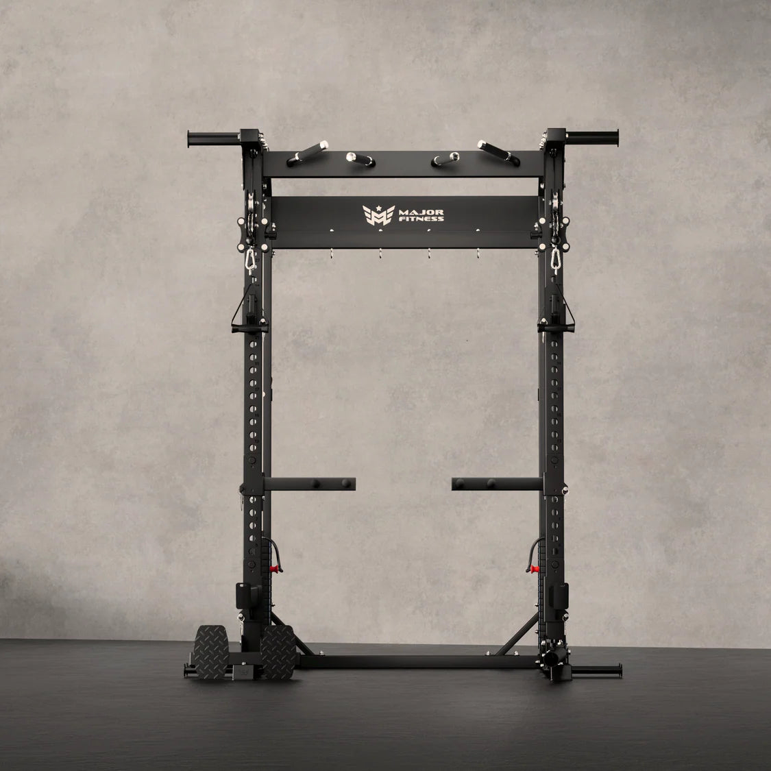 Major Fitness F22 Pro Power Rack - close-up of power rack frame and J-cup holders