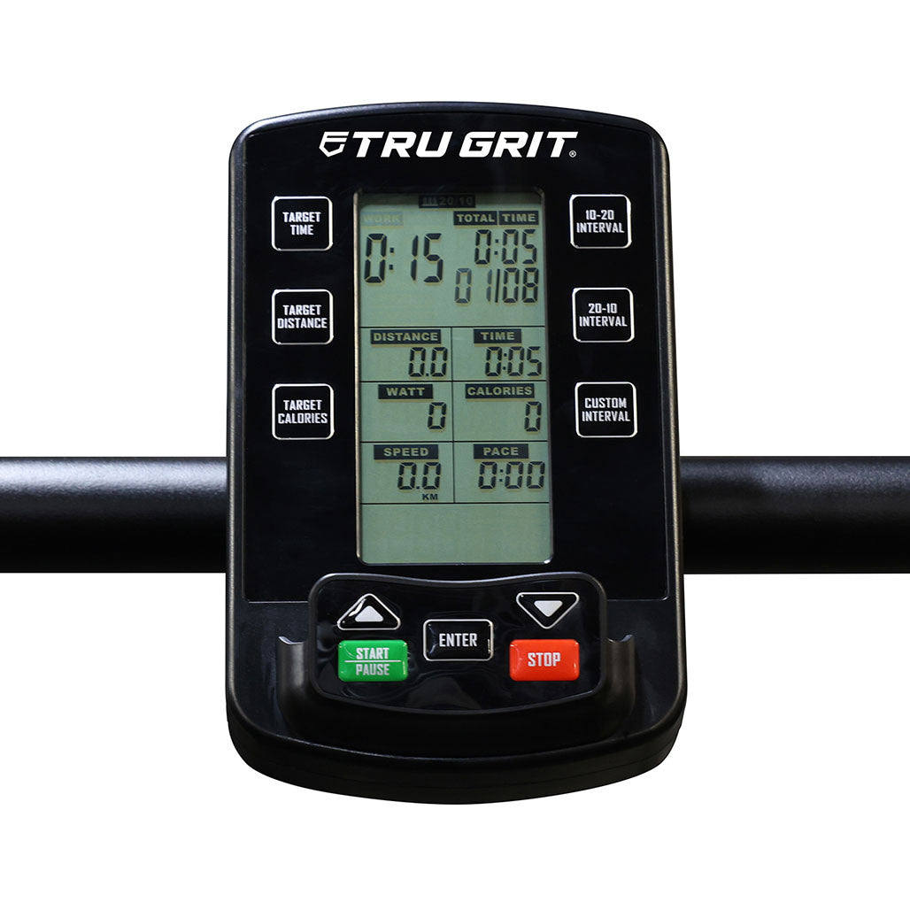 Tru Grit Grit Runner Elite Treadmill - detailed view showing console and handlebars