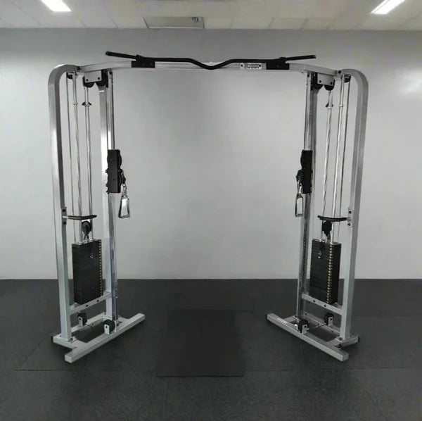 York Barbell ST Functional Cable Crossover - front view with dual 200lb weight stacks