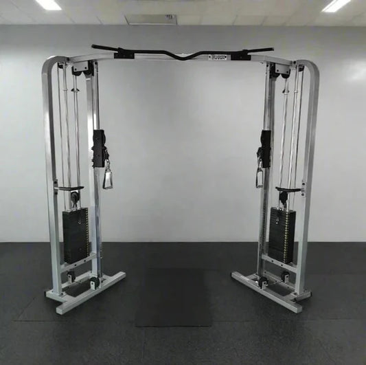 York Barbell ST Functional Cable Crossover - front view with dual 200lb weight stacks
