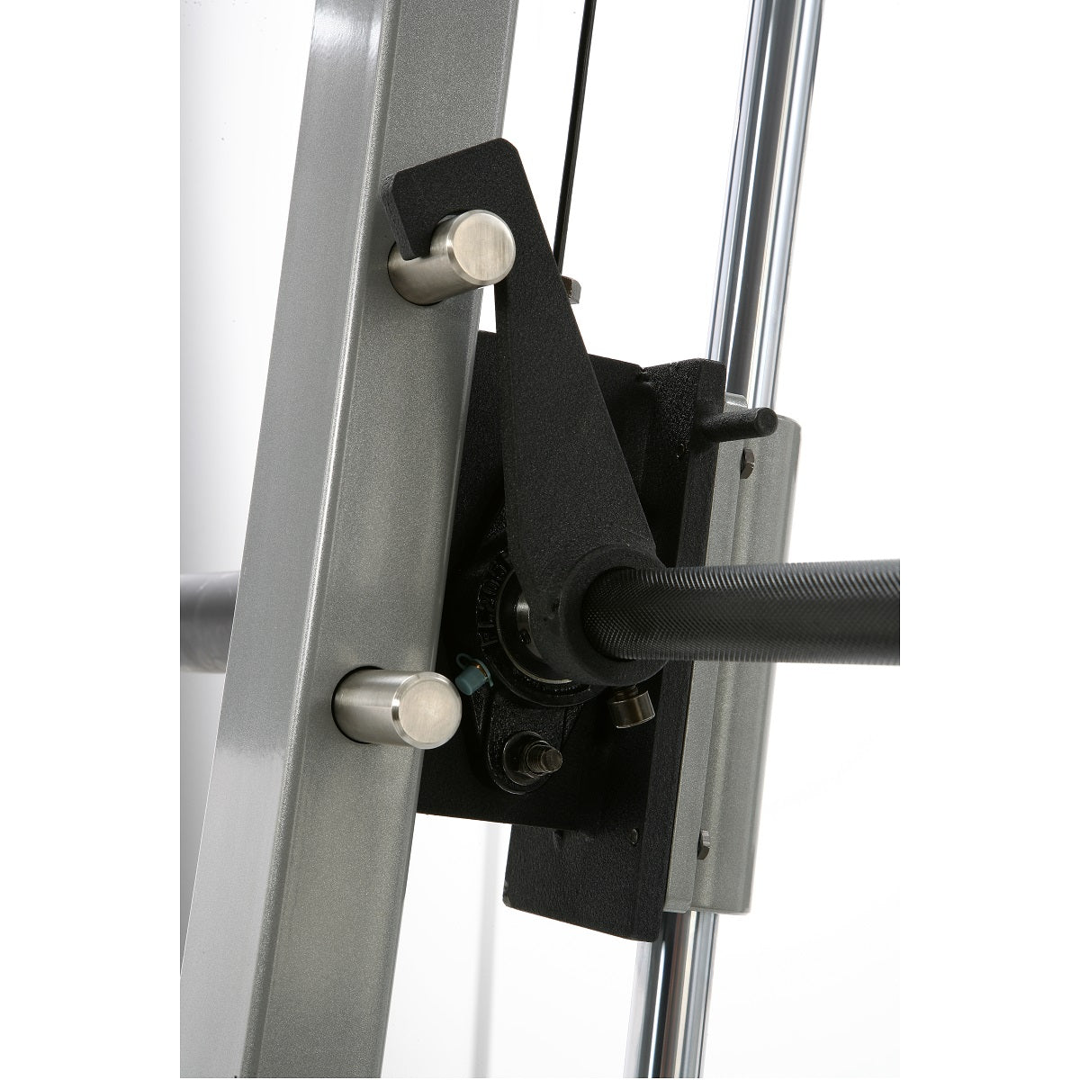 York Barbell STS Counter-Balanced Smith Machine - alternate view of safety stop peg placement