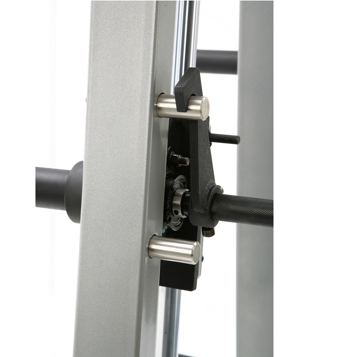 York Barbell STS Counter-Balanced Smith Machine - detailed view of stop peg system