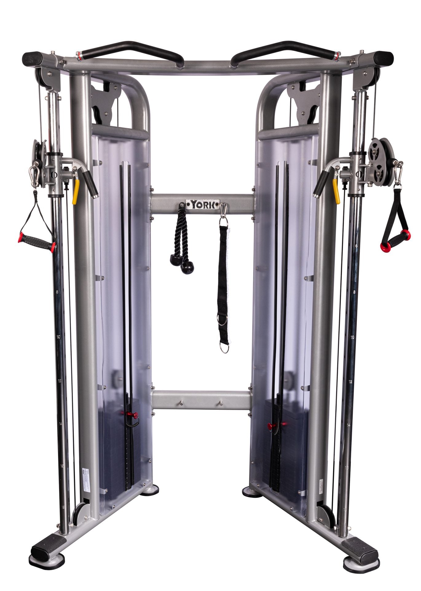 York Barbell STS Functional Cable Crossover - angled view displaying adjustable cable arms