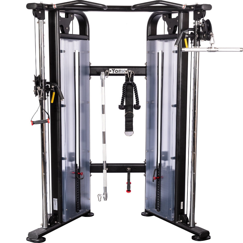 York Barbell STS Functional Cable Crossover - front view showing dual 200lb weight stacks