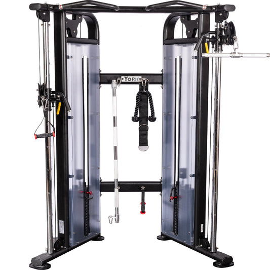 York Barbell STS Functional Cable Crossover - front view showing dual 200lb weight stacks